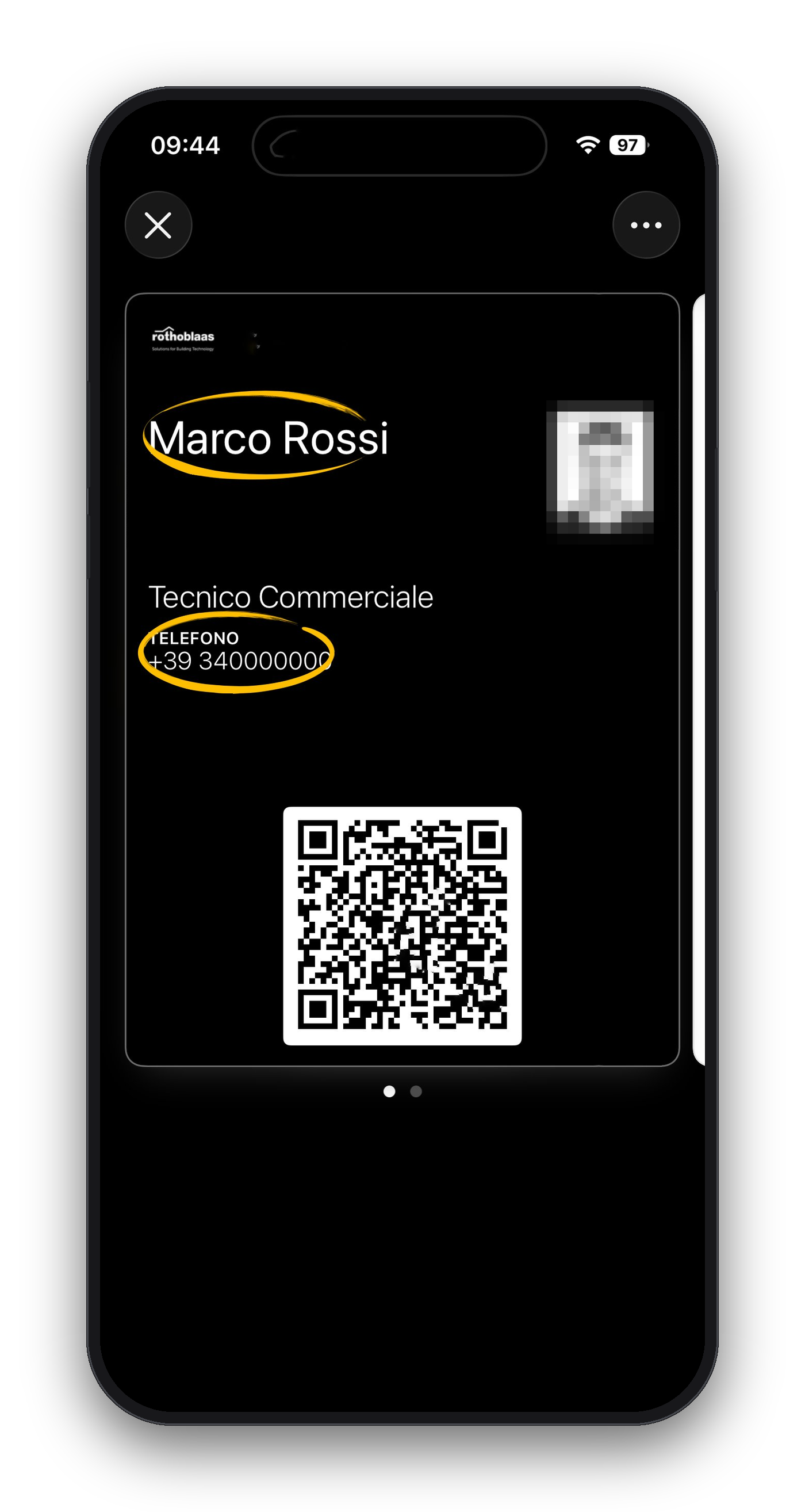 1Wallet — biglietto da visita digitale con QR